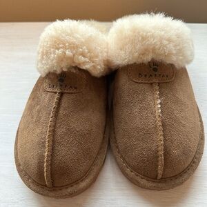 BearPaw Brown Suede Slippers with Cream Lining